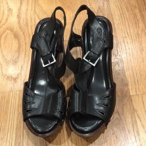 G. H. bass & Co Wedge Bizulia Sandals Black Size 7.5